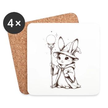 Rabbit Mage with Star Staff - Coasters (set of 4) - white - Front
