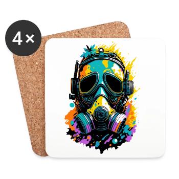 Neon-Spritzgasmaske - Untersetzer (4er-Set) - Weiß - Vorne