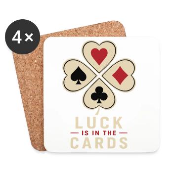Happiness Lies in the Cards Poker Shamrock Motif - Coasters (set of 4) - white - Front