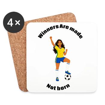 Cheerful footballer in yellow jersey - Coasters (set of 4) - white - Front