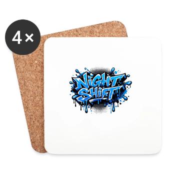 NIGHT SHIFT Graffiti Streetwear Design - Untersetzer (4er-Set) - Weiß - Vorne