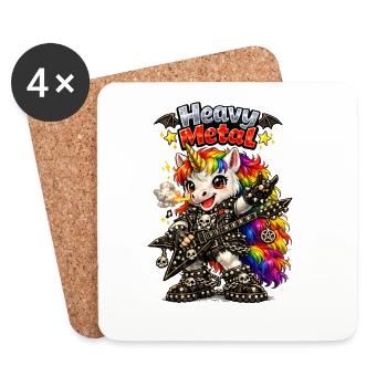 Guitare arc-en-ciel Unicorn Heavy Metal - Dessous de verre (lot de 4) - blanc - Devant