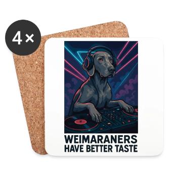 DJ Weimaraner : Élégant en boîte avec un casque - Dessous de verre (lot de 4) - blanc - Devant