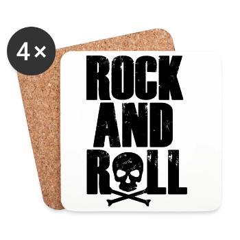 Rock and Roll typography with skull - Coasters (set of 4) - white - Front
