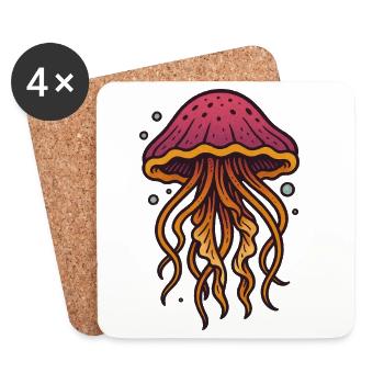 Neon Jellyfish Glow Art - Coasters (set of 4) - white - Front