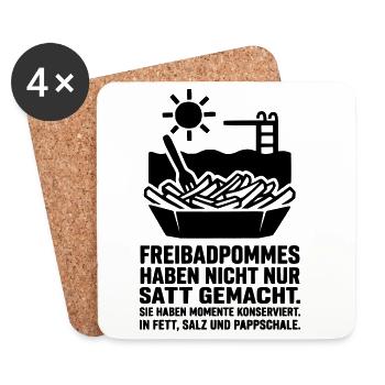 freibad pommes kult - Untersetzer (4er-Set) - Weiß - Vorne