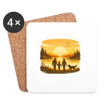 Golden Hund Familie Retriever Hund Natur Liebe - Untersetzer (4er-Set) - Weiß - Vorne