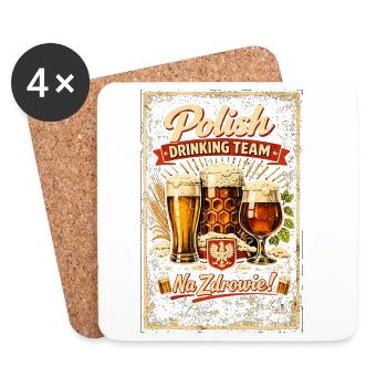 Polish Drinking Team - Na Zdrowie Retro Piwo JGA - Untersetzer (4er-Set) - Weiß - Vorne