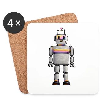 Rainbow Retro Robot - Dessous de verre (lot de 4) - blanc - Devant