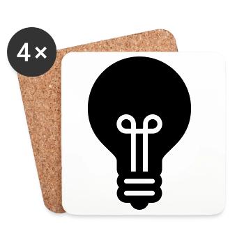 Ampoule, idée, innovation, idéale pour - Dessous de verre (lot de 4) - blanc - Devant