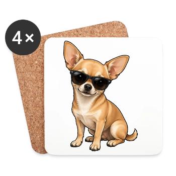 Chihuahua chien avec des lunettes de soleil trop mignon. - Dessous de verre (lot de 4) - blanc - Devant