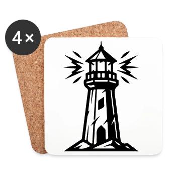 Icône du Phare - Dessous de verre (lot de 4) - blanc - Devant