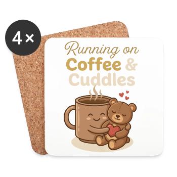 Câlin d’ours café et câlins - Dessous de verre (lot de 4) - blanc - Devant