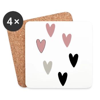 Collection Cœur Rosé, Gris et Noir Motif I - Dessous de verre (lot de 4) - blanc - Devant