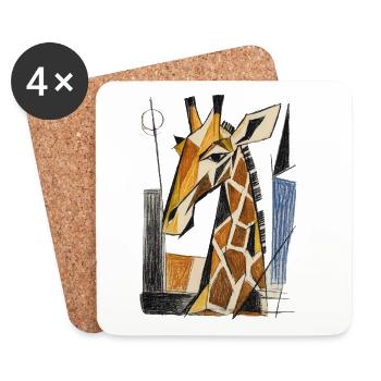 Géométrie de la girafe cubiste - Dessous de verre (lot de 4) - blanc - Devant