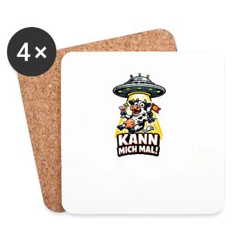 Funny UFO Cow Kann Mich Mal - Untersetzer (4er-Set) - Weiß - Vorne