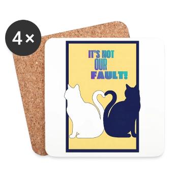 It's Not Our Fault! (Cat Heart Tail) - Coasters (set of 4) - white - Front