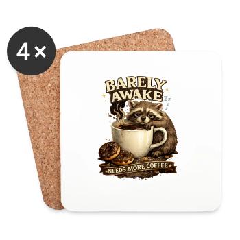 À peine réveillé – Raton laveur à café - Dessous de verre (lot de 4) - blanc - Devant