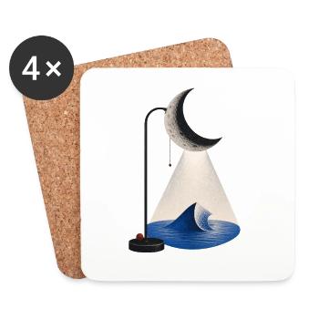 Tidal Light - Surreal Moon Lamp and Ocean - Coasters (set of 4) - white - Front