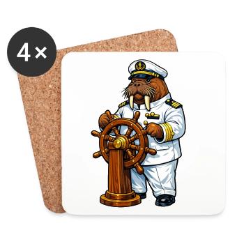 Walrus en tant que capitaine - Dessous de verre (lot de 4) - blanc - Devant
