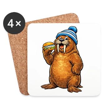 Walrus with cap - Coasters (set of 4) - white - Front