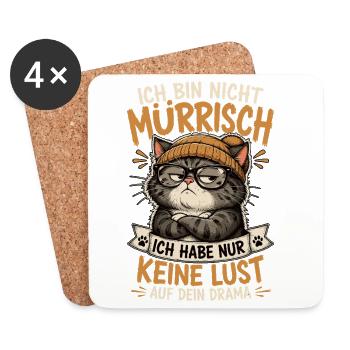 Ich Habe Keine Lust Auf Dein Drama Katze - Untersetzer (4er-Set) - Weiß - Vorne