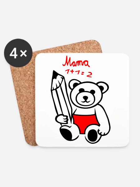 Einschulung Teddybär - Untersetzer (4er-Set) - Weiß