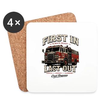 Fire Engine 24 Design - First In Last Out - Coasters (set of 4) - white - Front
