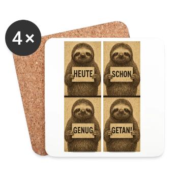 Sloth Panels Heute Schon Genug Getan - Untersetzer (4er-Set) - Weiß - Vorne