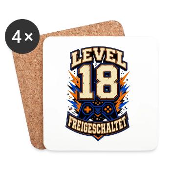 Level 18 freigeschaltet – Gamer Geburtstag - Untersetzer (4er-Set) - Weiß - Vorne