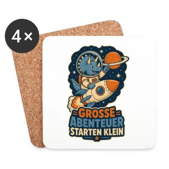 Dino Astronaut – Große Abenteuer starten klein - Untersetzer (4er-Set) - Weiß - Vorne