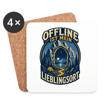 Offline ist mein Lieblingsort – Outdoor - Untersetzer (4er-Set) - Weiß - Vorne