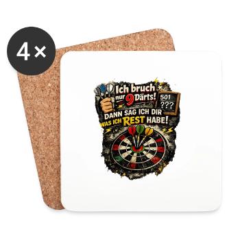 Nur 9 Darts Rest Bleibt - Untersetzer (4er-Set) - Weiß - Vorne