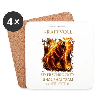 Baer-_Kraftvoll_Unerschrocken_Unaufhaltsam - Untersetzer (4er-Set) - Weiß - Vorne