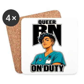 RN pride infirmier queer infirmière en service, badge buddy nurse gift - Dessous de verre (lot de 4) - blanc - Devant