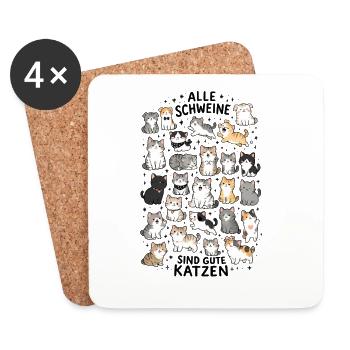Katzenkolonie bunte Fellnasen Muster - Untersetzer (4er-Set) - Weiß - Vorne