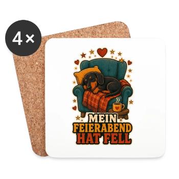 Mein Feierabend hat Fell - Untersetzer (4er-Set) - Weiß - Vorne