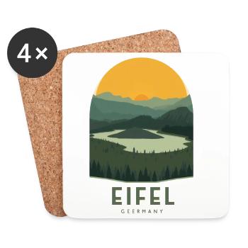 Paysage Vintage de l’Eifel | Style des parcs nationaux - Dessous de verre (lot de 4) - blanc - Devant