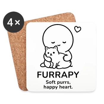 Furrapy – Soft Purrs | Happy Heart Cat Lover - Untersetzer (4er-Set) - Weiß - Vorne