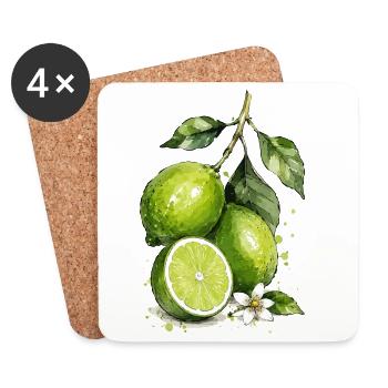 Limette Aquarell  - Untersetzer (4er-Set) - Weiß - Vorne