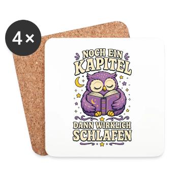 Noch ein Kapitel – Lese-Eule - Untersetzer (4er-Set) - Weiß - Vorne