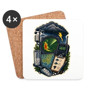 Carte d’observation des tempêtes Nuages radio - Dessous de verre (lot de 4) - blanc - Devant