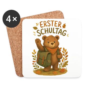 Erster Schultag Bär - Untersetzer (4er-Set) - Weiß - Vorne