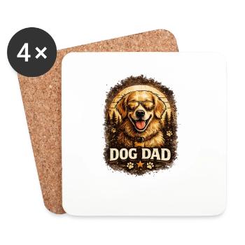 Père de chien avec des lunettes de soleil - Dessous de verre (lot de 4) - blanc - Devant