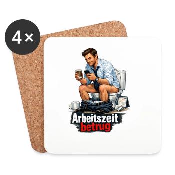 Arbeitszeit Betrug Satire - Untersetzer (4er-Set) - Weiß - Vorne
