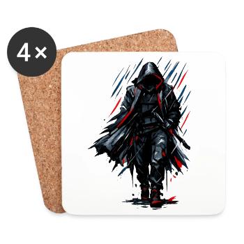 Black Shadow Fighter - Coasters (set of 4) - white - Front