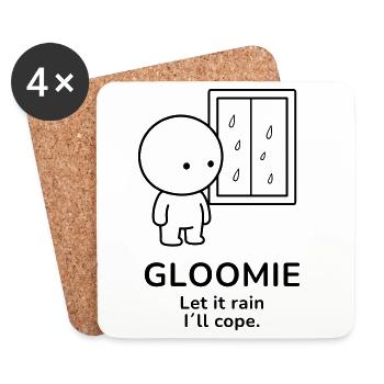 Gloomie – Let It Rain | Cozy Rainy Day Mood - Untersetzer (4er-Set) - Weiß - Vorne