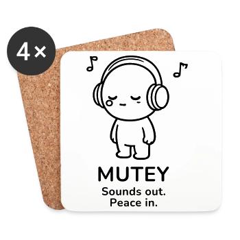 Mutey – Sounds Out | Peace In Music Mood - Untersetzer (4er-Set) - Weiß - Vorne