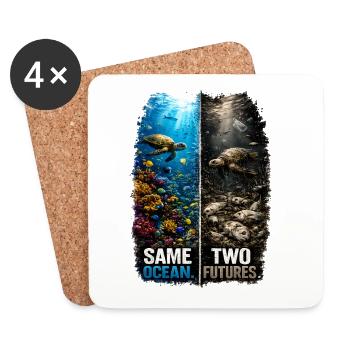 Même océan. Deux futurs. – Tortue de mer - Dessous de verre (lot de 4) - blanc - Devant