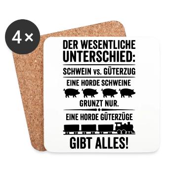 Güterzug VS Schweinehorde - Untersetzer (4er-Set) - Weiß - Vorne